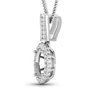 0.22 Carat Genuine White Diamond 14K White Gold Semi Mount Pendant - holds 9x7mm Oval Gemstone-5