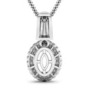 0.22 Carat Genuine White Diamond 14K White Gold Semi Mount Pendant - holds 9x7mm Oval Gemstone-6