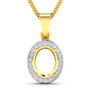 0.22 Carat Genuine White Diamond 14K Yellow Gold Semi Mount Pendant - holds 9x7mm Oval Gemstone-5