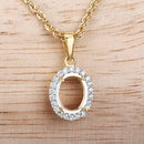 0.22 Carat Genuine White Diamond 14K Yellow Gold Semi Mount Pendant - holds 9x7mm Oval Gemstone-8