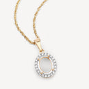 0.22 Carat Genuine White Diamond 14K Yellow Gold Semi Mount Pendant - holds 9x7mm Oval Gemstone-9