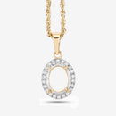 0.22 Carat Genuine White Diamond 14K Yellow Gold Semi Mount Pendant - holds 9x7mm Oval Gemstone-10