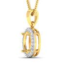 0.22 Carat Genuine White Diamond 14K Yellow Gold Semi Mount Pendant - holds 9x7mm Oval Gemstone-6