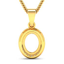 0.22 Carat Genuine White Diamond 14K Yellow Gold Semi Mount Pendant - holds 9x7mm Oval Gemstone-7