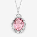 3.90 Carat Genuine Pink Tourmaline and White Diamond 14K White Gold Pendant-9