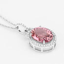 3.90 Carat Genuine Pink Tourmaline and White Diamond 14K White Gold Pendant-11