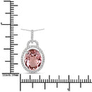 3.90 Carat Genuine Pink Tourmaline and White Diamond 14K White Gold Pendant-7