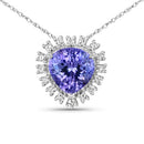 3.25 Carat Genuine Tanzanite and White Diamond 14K White Gold Pendant-5