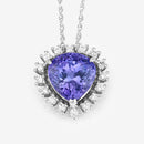 3.25 Carat Genuine Tanzanite and White Diamond 14K White Gold Pendant-8