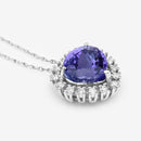 3.25 Carat Genuine Tanzanite and White Diamond 14K White Gold Pendant-9