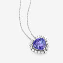 3.25 Carat Genuine Tanzanite and White Diamond 14K White Gold Pendant-10