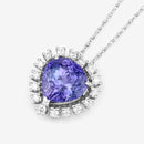 3.25 Carat Genuine Tanzanite and White Diamond 14K White Gold Pendant-11