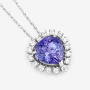 3.25 Carat Genuine Tanzanite and White Diamond 14K White Gold Pendant-12