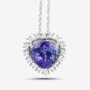 3.25 Carat Genuine Tanzanite and White Diamond 14K White Gold Pendant-13