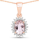 0.81 Carat Genuine Morganite and White Diamond 14K Rose Gold Pendant-5