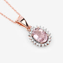 0.81 Carat Genuine Morganite and White Diamond 14K Rose Gold Pendant-9