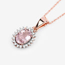 0.81 Carat Genuine Morganite and White Diamond 14K Rose Gold Pendant-10