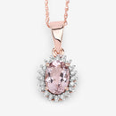 0.81 Carat Genuine Morganite and White Diamond 14K Rose Gold Pendant-12