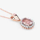 0.81 Carat Genuine Morganite and White Diamond 14K Rose Gold Pendant-13