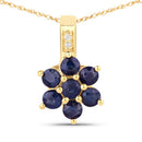 0.43 Carat Genuine Blue Sapphire and White Diamond 10K Yellow Gold Pendant-4