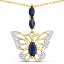 0.92 Carat Genuine Blue Sapphire and White Zircon .925 Sterling Silver Pendant-5