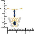 0.92 Carat Genuine Blue Sapphire and White Zircon .925 Sterling Silver Pendant-7