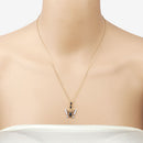 0.92 Carat Genuine Blue Sapphire and White Zircon .925 Sterling Silver Pendant-10