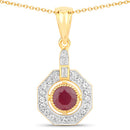 1.57 Carat Genuine Ruby and White Zircon .925 Sterling Silver Pendant-2