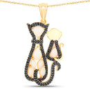 1.89 Carat Genuine Ethiopian Opal and Black Spinel .925 Sterling Silver Pendant-2