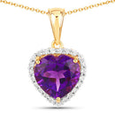 4.76 Carat Genuine Amethyst and White Topaz .925 Sterling Silver Pendant-2