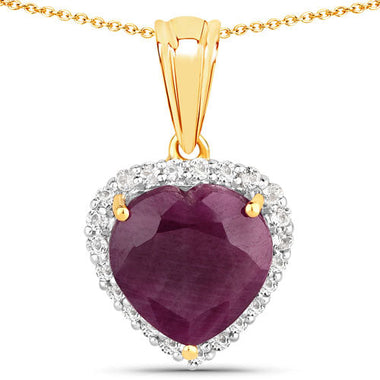 7.11 Carat Ruby and White Topaz .925 Sterling Silver Pendant - 0