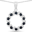 1.30 Carat Genuine Blue Sapphire and White Topaz .925 Sterling Silver Pendant-6