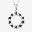 1.30 Carat Genuine Blue Sapphire and White Topaz .925 Sterling Silver Pendant-9