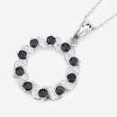 1.30 Carat Genuine Blue Sapphire and White Topaz .925 Sterling Silver Pendant-10