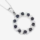 1.30 Carat Genuine Blue Sapphire and White Topaz .925 Sterling Silver Pendant-11