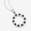 1.30 Carat Genuine Blue Sapphire and White Topaz .925 Sterling Silver Pendant-12