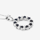 1.30 Carat Genuine Blue Sapphire and White Topaz .925 Sterling Silver Pendant-13