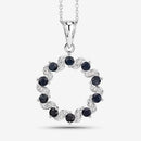 1.30 Carat Genuine Blue Sapphire and White Topaz .925 Sterling Silver Pendant-14