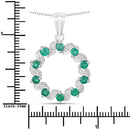 1.10 Carat Genuine Emerald and White Topaz .925 Sterling Silver Pendant-7