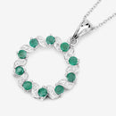 1.10 Carat Genuine Emerald and White Topaz .925 Sterling Silver Pendant-10
