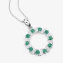 1.10 Carat Genuine Emerald and White Topaz .925 Sterling Silver Pendant-11