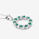 1.10 Carat Genuine Emerald and White Topaz .925 Sterling Silver Pendant-12