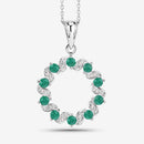 1.10 Carat Genuine Emerald and White Topaz .925 Sterling Silver Pendant-13