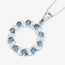 1.50 Carat Genuine London Blue Topaz and White Topaz .925 Sterling Silver Pendant-10