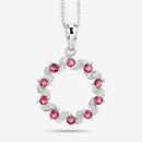 1.30 Carat Genuine Pink Tourmaline and White Topaz .925 Sterling Silver Pendant-9