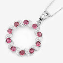 1.30 Carat Genuine Pink Tourmaline and White Topaz .925 Sterling Silver Pendant-10