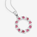 1.30 Carat Genuine Pink Tourmaline and White Topaz .925 Sterling Silver Pendant-12