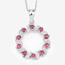 1.30 Carat Genuine Pink Tourmaline and White Topaz .925 Sterling Silver Pendant-14