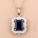 4.07 Carat Genuine Iolite and White Diamond 14K Yellow Gold Pendant-8