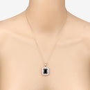 4.07 Carat Genuine Iolite and White Diamond 14K Yellow Gold Pendant-9